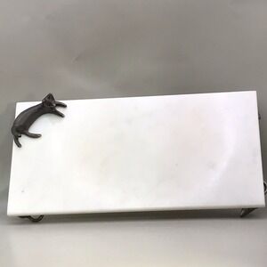 Vintage Michael Aram Cat Mouse Marble Serving Cheese Board Tray No Knife